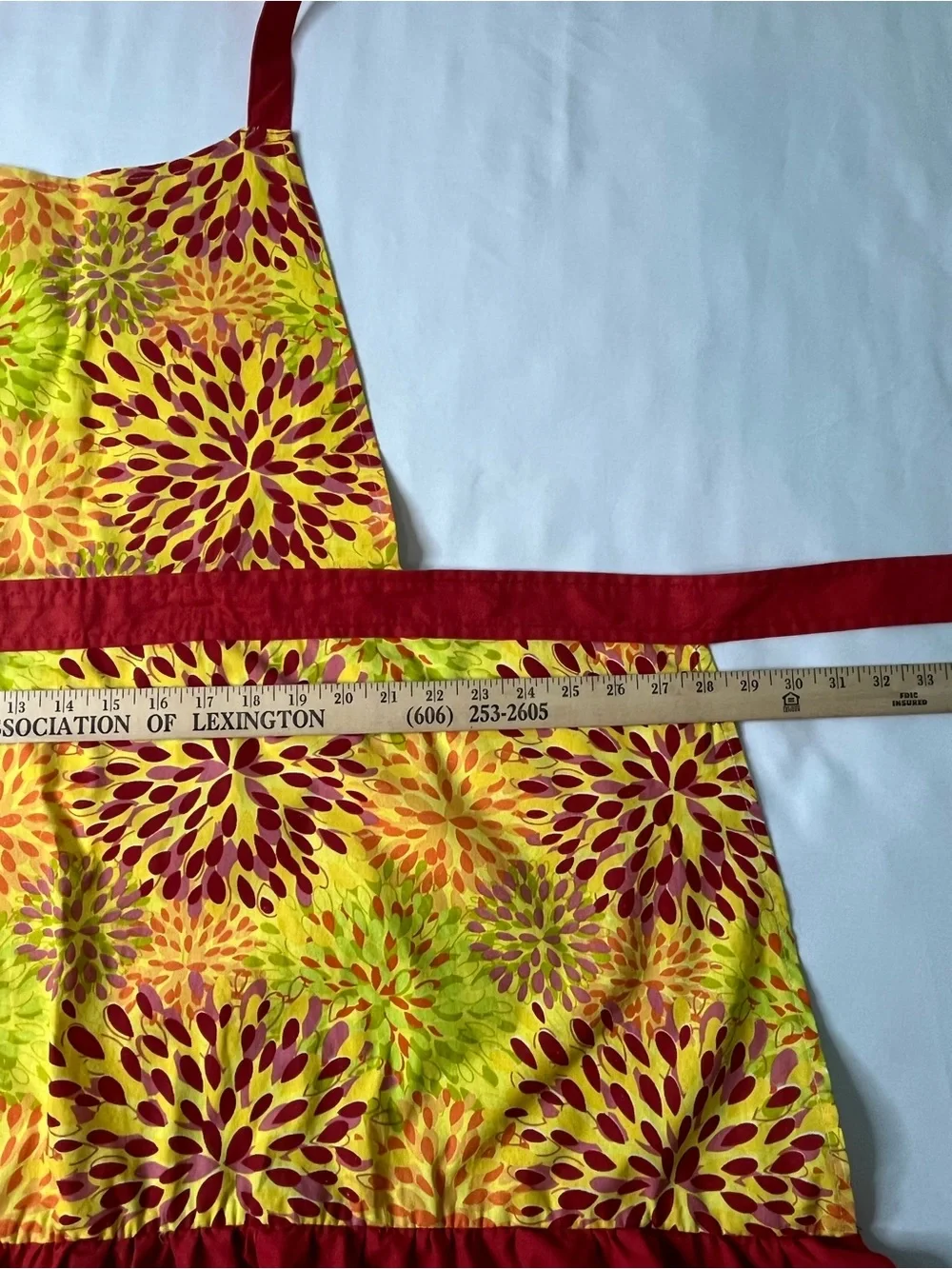 Fiesta Brand Yellow Floral Apron with Red Trim